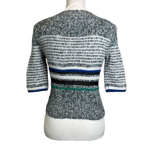 See By Chloe Wool Blend Nightfall Green Striped Half Slv Knit Sweater Size Small - Picture 4 of 11